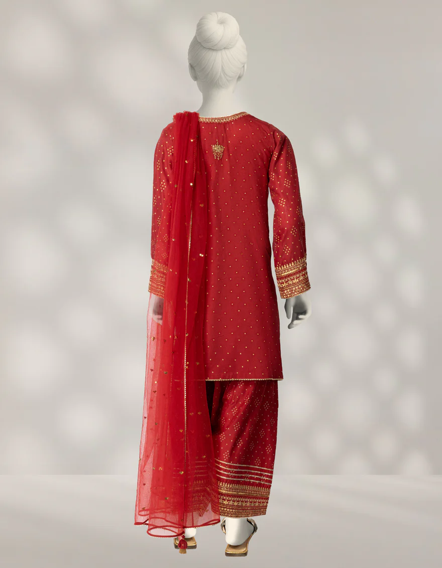 RED SILK 3PC STITCHED | JGK-W-JTF-25-765 FB/RANG-E-ZARI-3 - Image 2