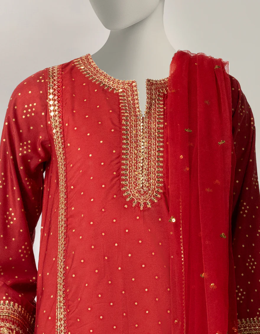 RED SILK 3PC STITCHED | JGK-W-JTF-25-765 FB/RANG-E-ZARI-3 - Image 3