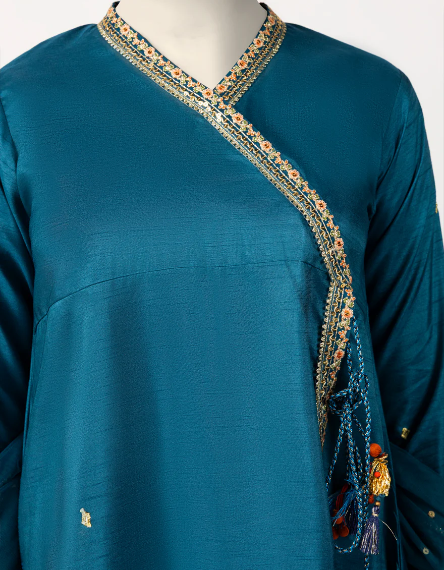 TEAL RAW SILK 3PC STITCHED | JGK-W-JTF-25-766 FB/RANG-E-ZARI-04 - Image 4