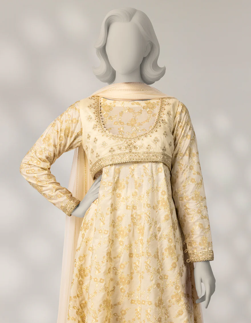 OFF WHITE SILK 3PC STITCHED | JGK-W-JTF-25-767 FB/RANG-E-ZARI-05 - Image 3