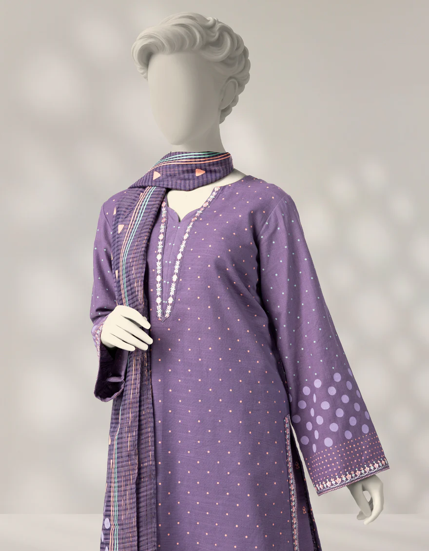 PURPLE KHADDAR SLUB 3PC STITCHED | JGK-W-JTP-25-629 FB/BLOCKED-01 - Image 2