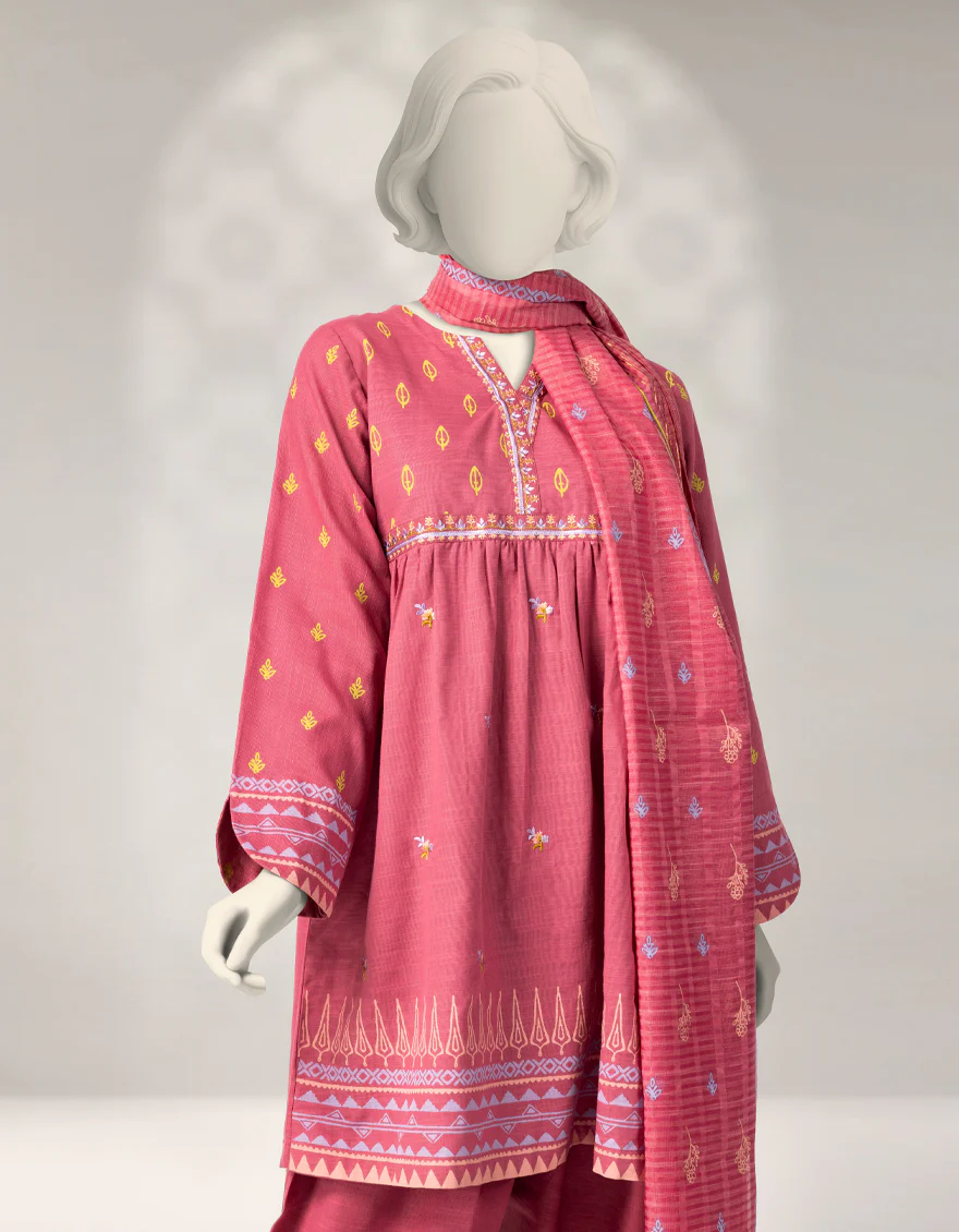PINK KHADDAR SLUB 3PC STITCHED | JGK-W-JTP-25-630 FB/BLOCKED-02 - Image 2