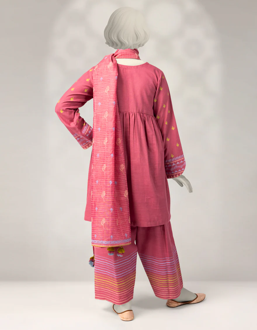 PINK KHADDAR SLUB 3PC STITCHED | JGK-W-JTP-25-630 FB/BLOCKED-02 - Image 3