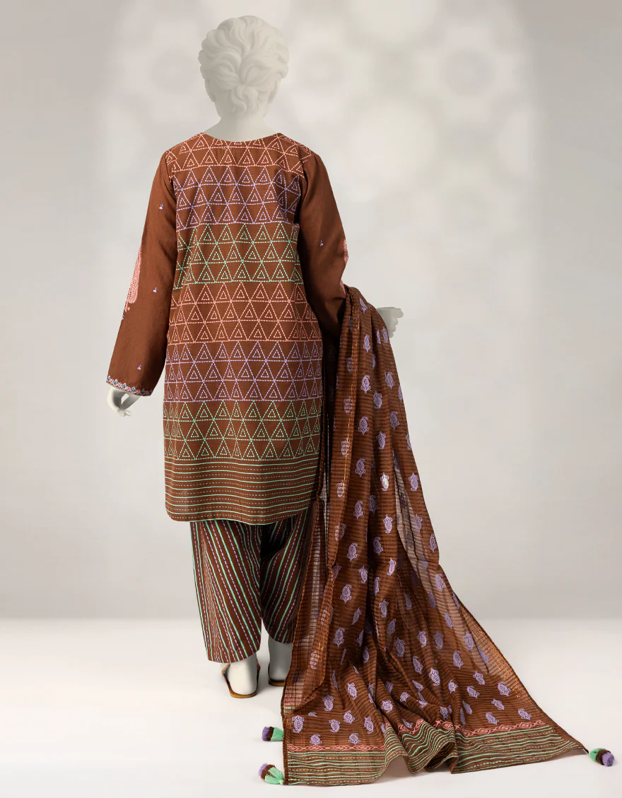 BROWN KHADDAR SLUB 3PC STITCHED | JGK-W-JTP-25-631 FB/BLOCKED-03 - Image 3