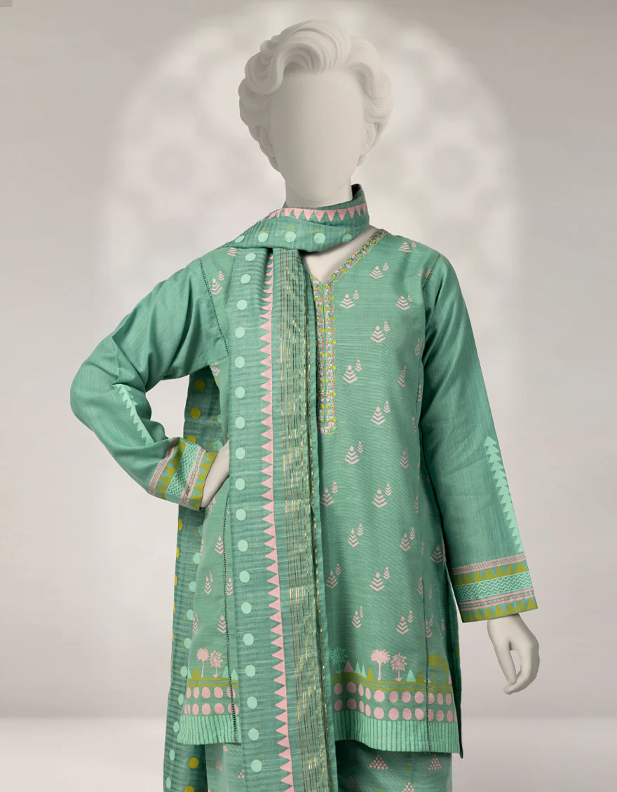 GREEN KHADDAR SLUB 3PC STITCHED | JGK-W-JTP-25-632 FB/BLOCKED-04 - Image 3