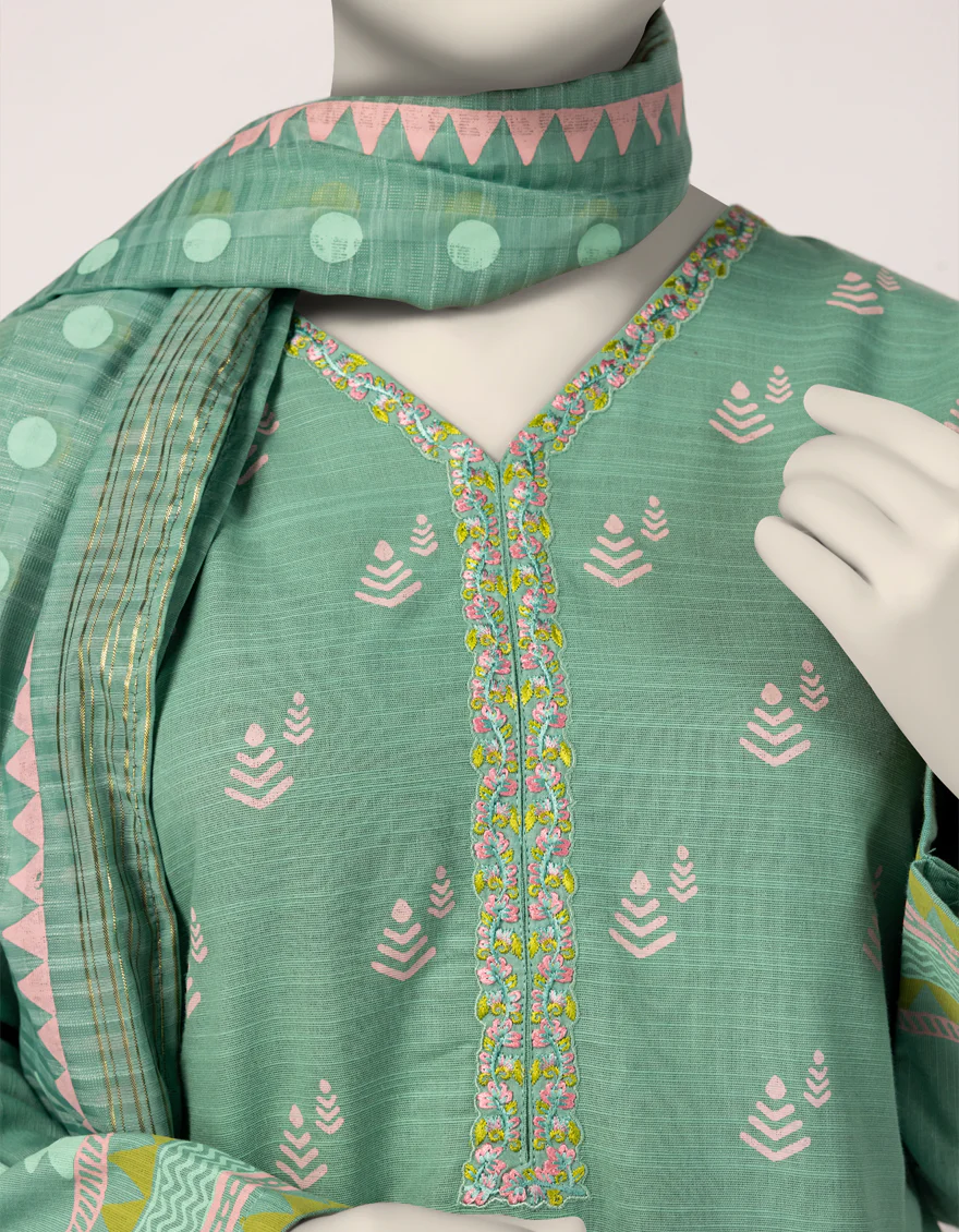GREEN KHADDAR SLUB 3PC STITCHED | JGK-W-JTP-25-632 FB/BLOCKED-04 - Image 4