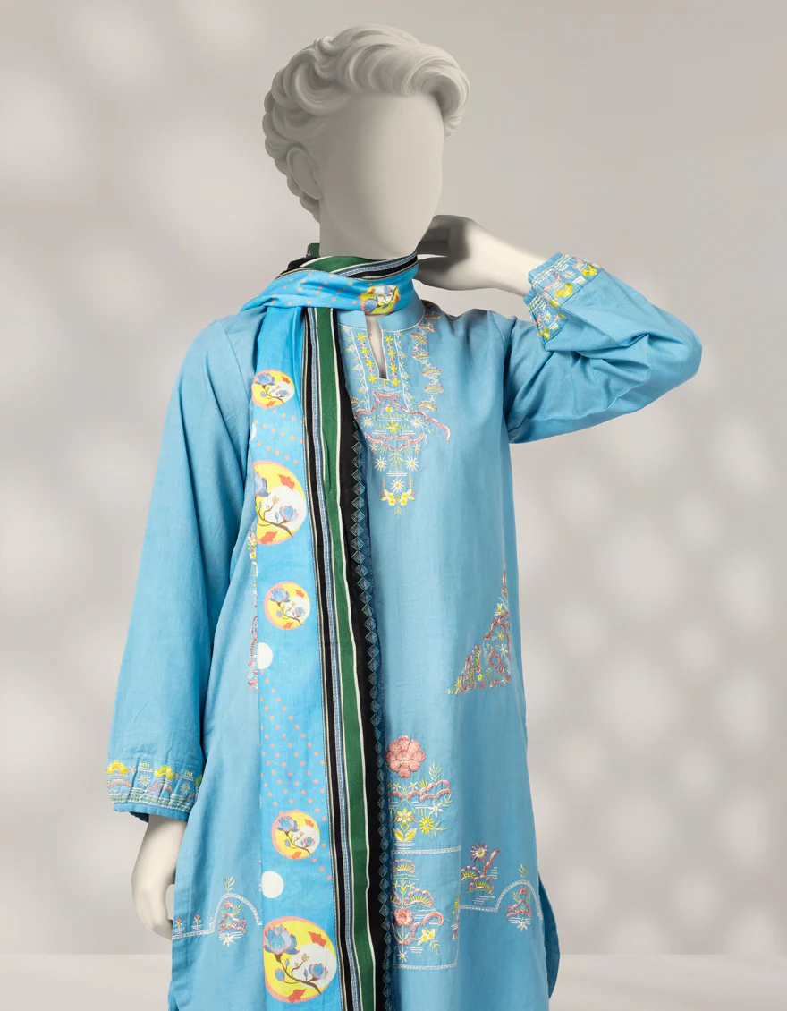 BLUE CAMBRIC 3PC STITCHED | JGK-W-JTP-25-633 FB/IKAGAI-1 - Image 2