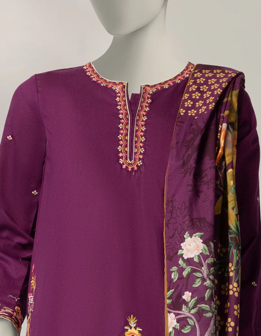 PURPLE CAMBRIC 3PC STITCHED | JGK-W-JTP-25-636 FB/IKAGAI-4 - Image 3