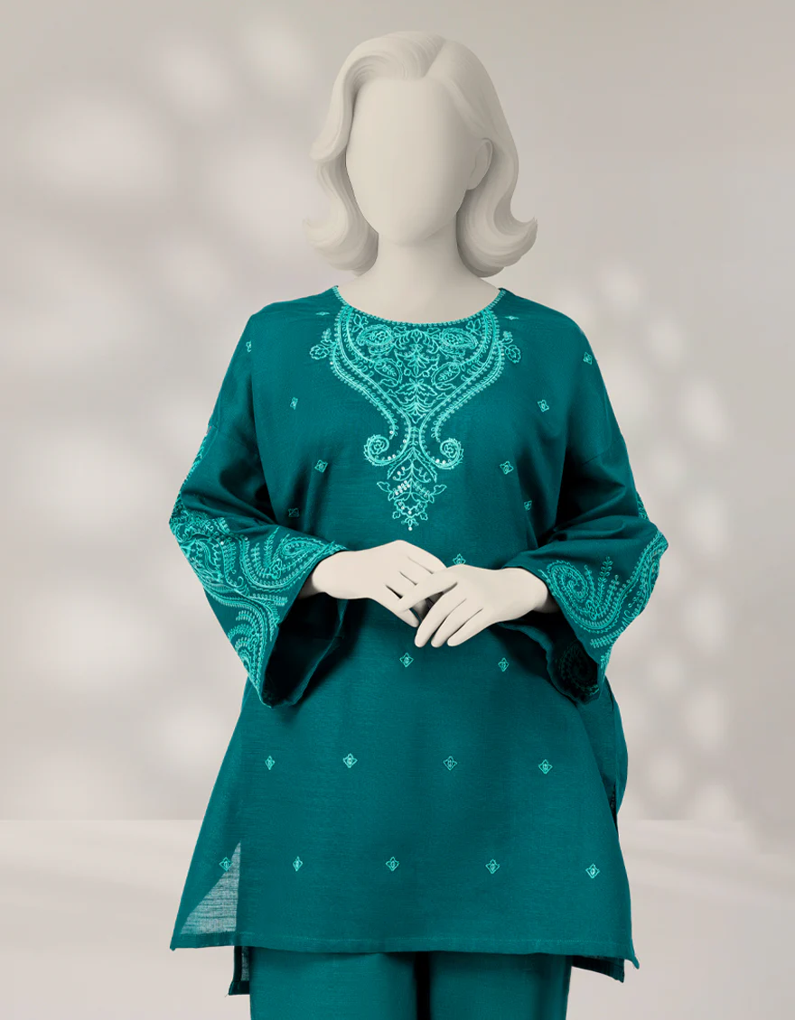 TEAL KHADDAR 2PC STITCHED | JGK-W-JTST-25-505 FB/MAISORE-03 - Image 3