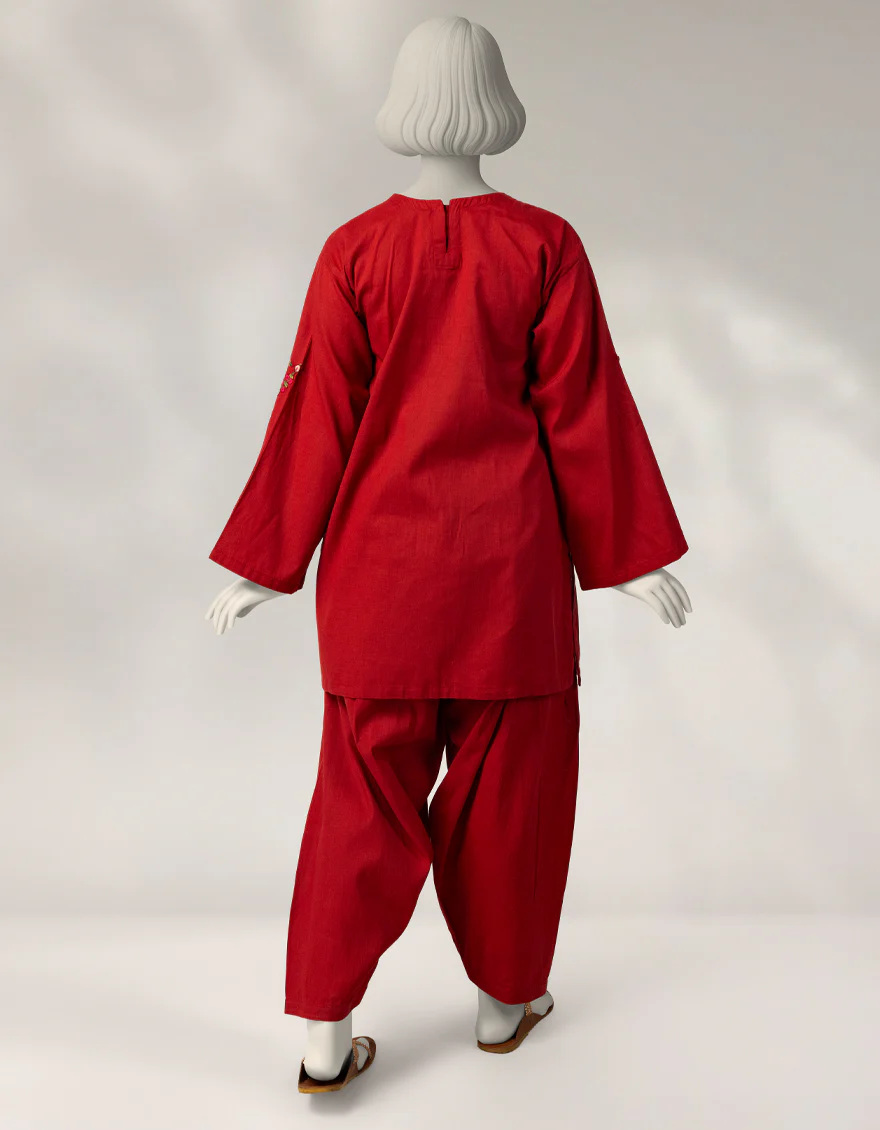 RED CAMBRIC 2PC STITCHED | JGK-W-JTST-25-507 FB/KASHMERE-1 - Image 2
