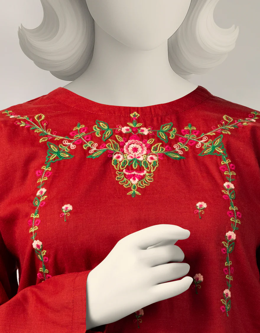 RED CAMBRIC 2PC STITCHED | JGK-W-JTST-25-507 FB/KASHMERE-1 - Image 4
