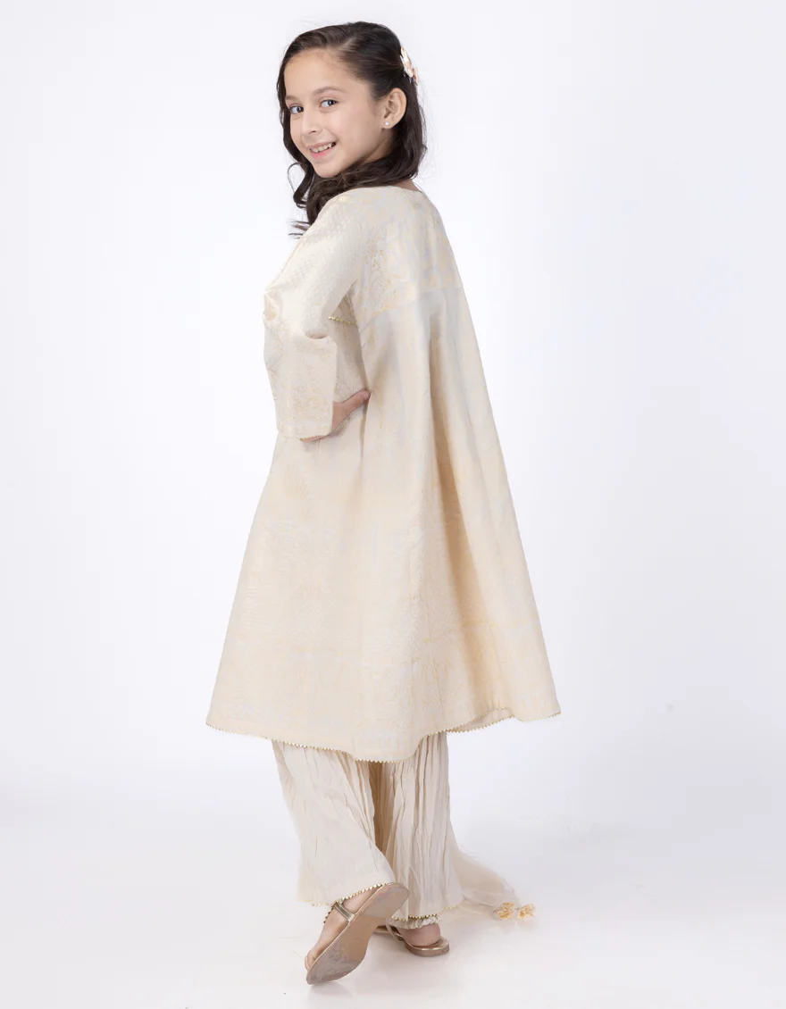 WHITE JACQUARD 3PC STITCHED | JGK-W-JWK-24-5008 FB/BROCADE BLEND -02 - Image 2