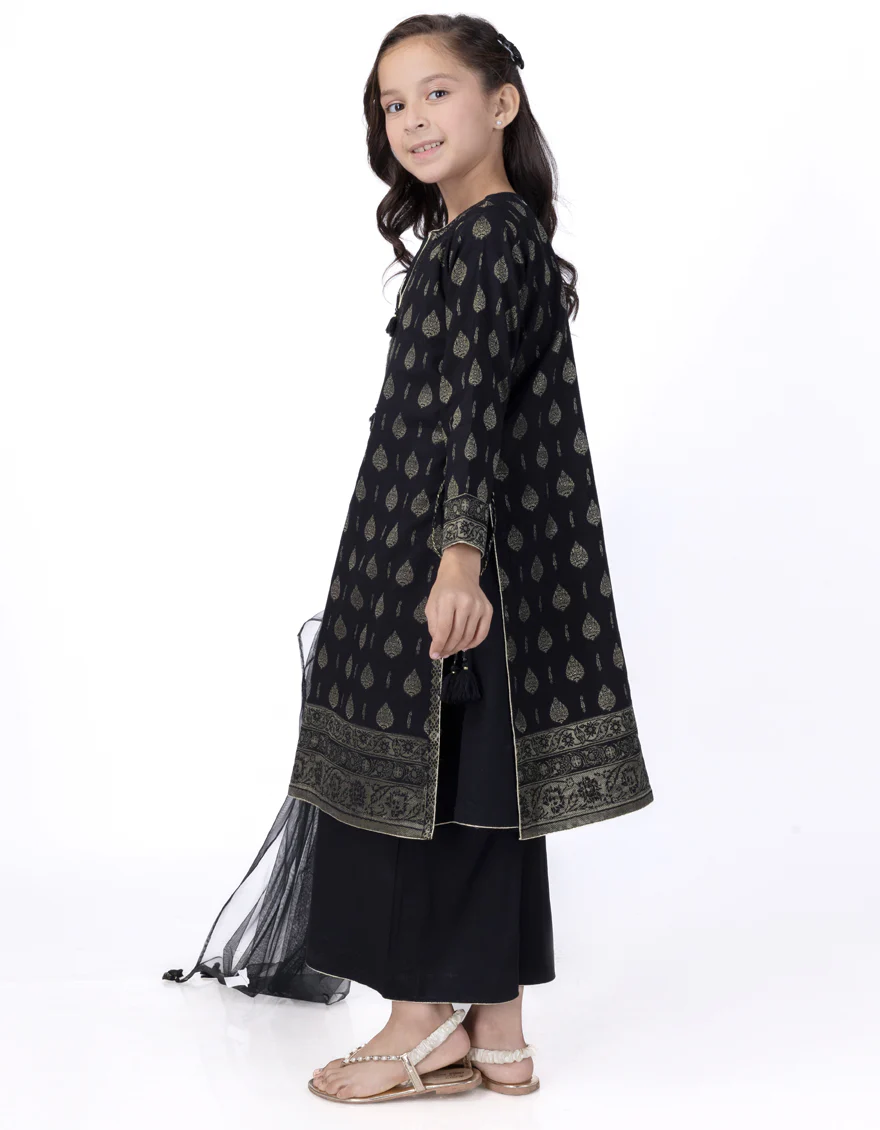BLACK JACQUARD 3PC STITCHED | JGK-W-JWK-24-5009 FB/BROCADE BLEND -03 - Image 2