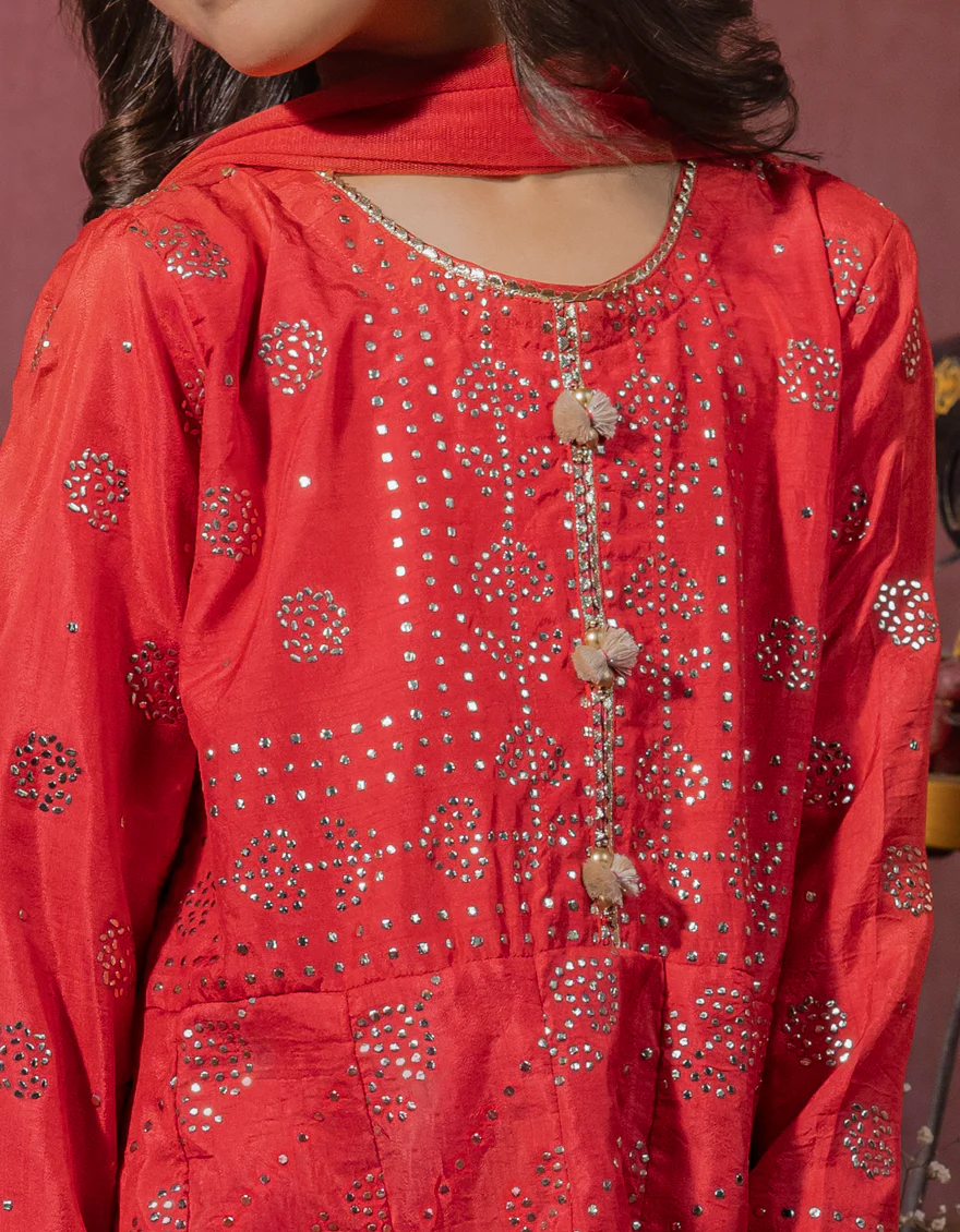 RED RAW SILK 3PC STITCHED | JGK-W-JWK-US-22-5008 FB/BLOOM - Image 3