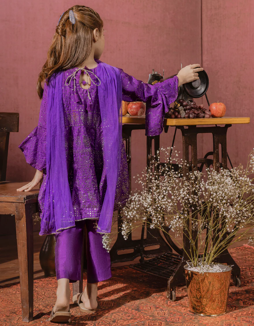 PURPLE RAW SILK 3PC STITCHED | JGK-W-JWK-US-22-5009 FB/BLISS - Image 2