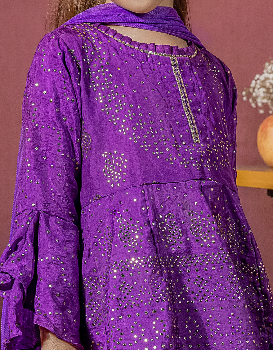 PURPLE RAW SILK 3PC STITCHED | JGK-W-JWK-US-22-5009 FB/BLISS - Image 3
