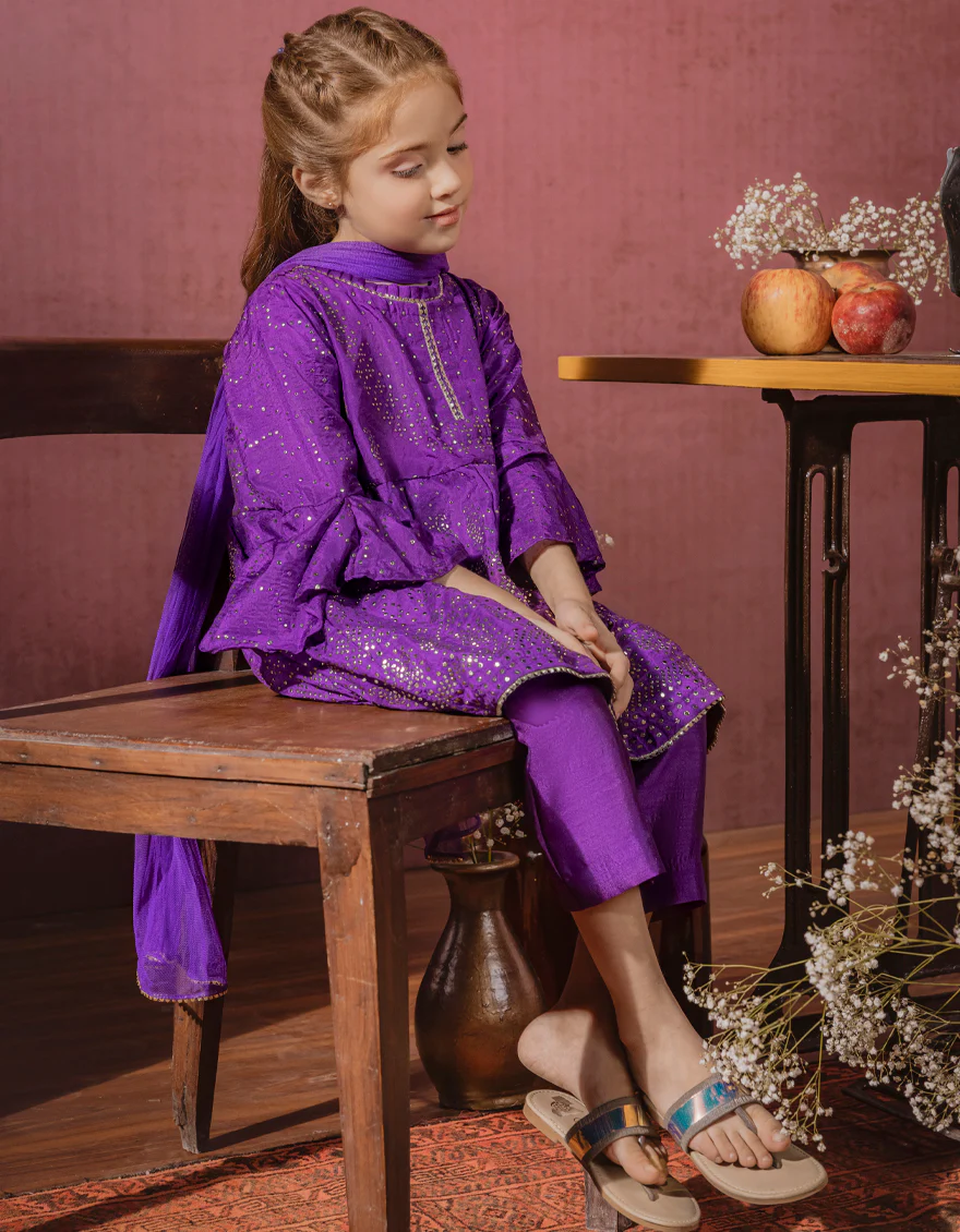 PURPLE RAW SILK 3PC STITCHED | JGK-W-JWK-US-22-5009 FB/BLISS - Image 4