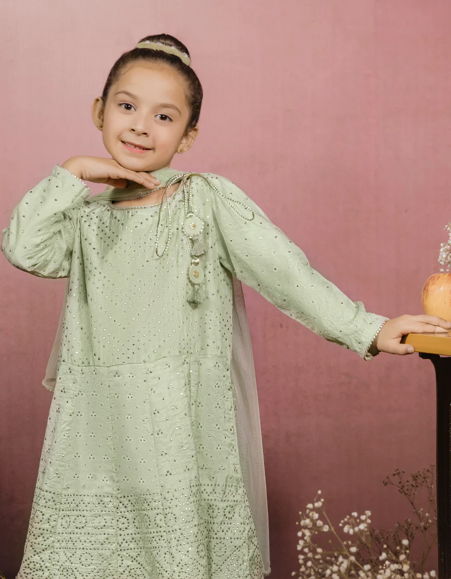 MINT GREEN RAW SILK 3PC STITCHED | JGK-W-JWK-US-22-5010 FB/DRIZZLE - Image 3