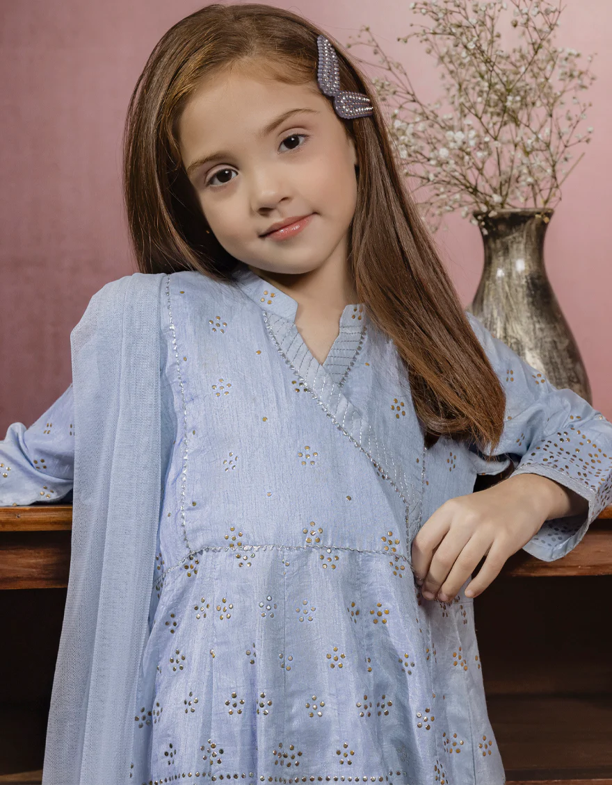 SKY BLUE RAW SILK 3PC STITCHED | JGK-W-JWK-US-22-5011 FB/GLOW - Image 4