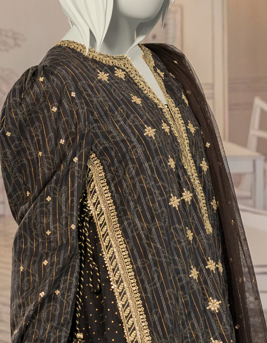 BLACK TEXTURED 3PC STITCHED | JGK-W-YGTL-644-24 FB/RANG-E-ZARI-6 - Image 3