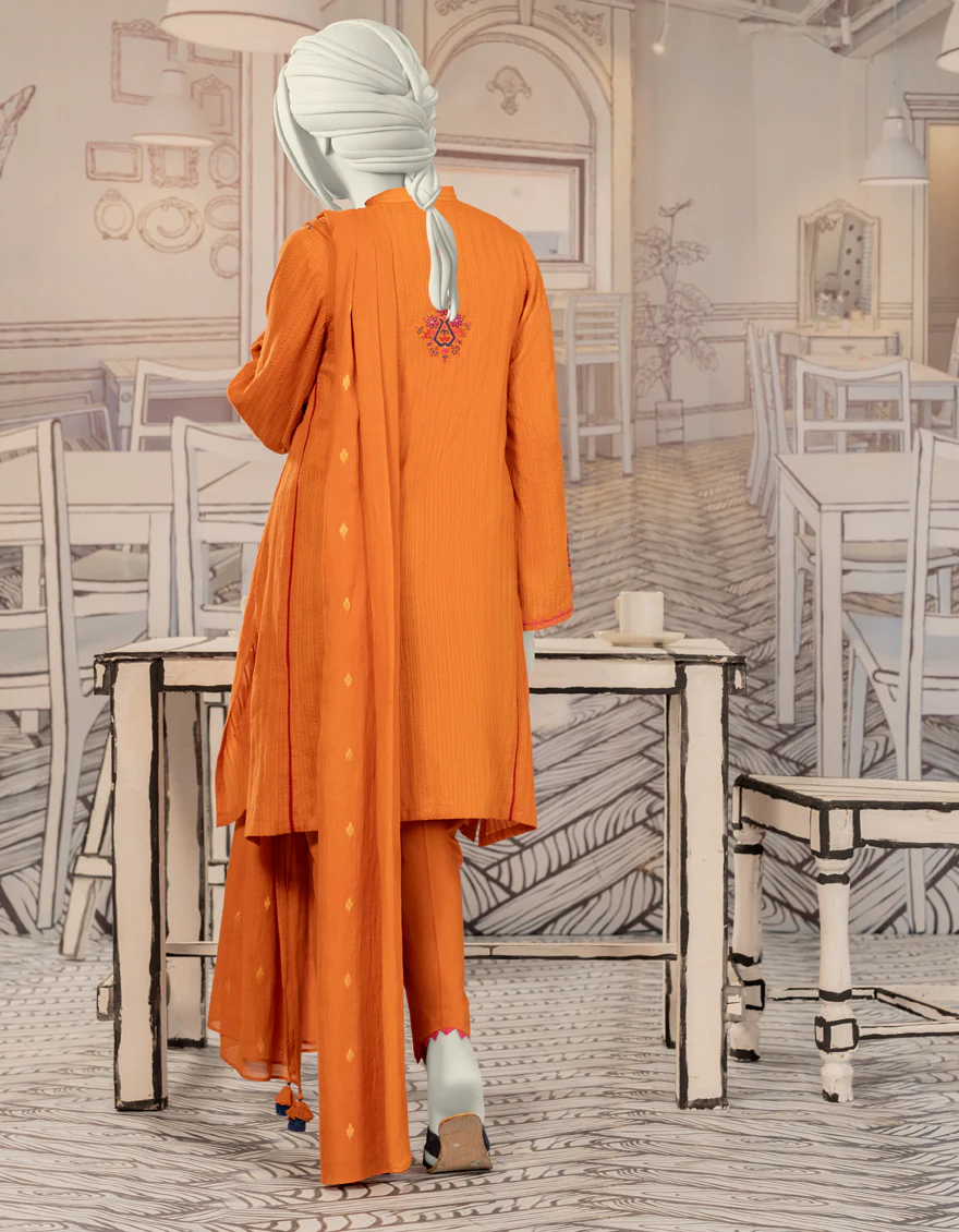 ORANGE TEXTURED 3PC STITCHED | JGK-W-YGTL-651-24 FB/DHANAK-3 - Image 2