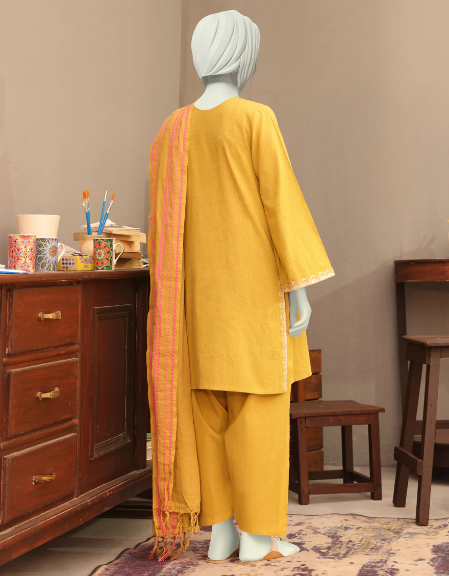 MUSTARD KHADDAR 3PC STITCHED | JGK-YGK-JWT-W-US-22-3502 FB/JRM-695 - Image 2