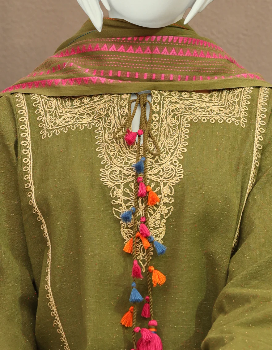OLIVE KHADDAR 3PC STITCHED | JGK-YGK-JWT-W-US-22-3503 FB/JRM-694 - Image 3