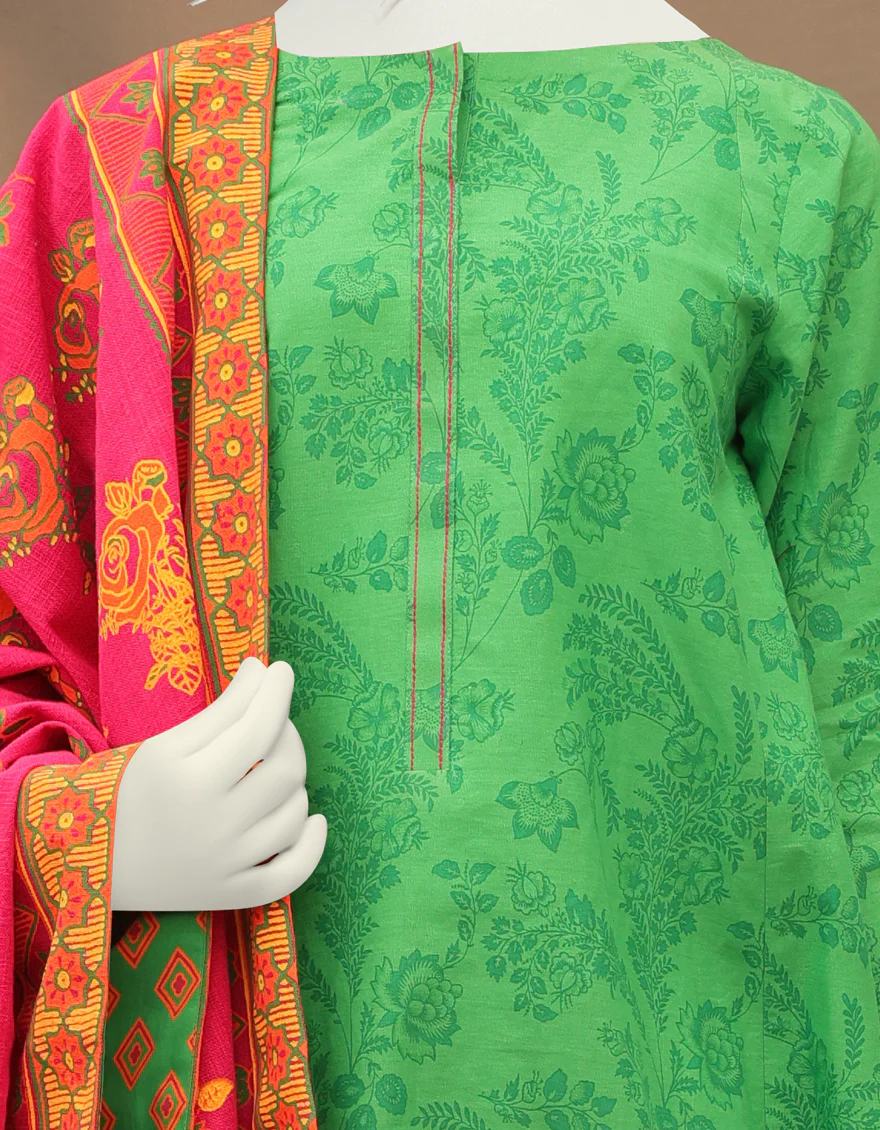 GREEN CAMBRIC 3PC STITCHED | JGK-YGK-JWT-W-US-22-3508 FB/FUSCHIA-633 - Image 3
