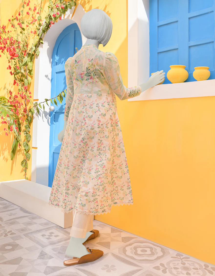 GREEN-WHITE LAWN KURTI | JGK-YGKL-S-US-108-23 FB/CATALIANA - Image 2