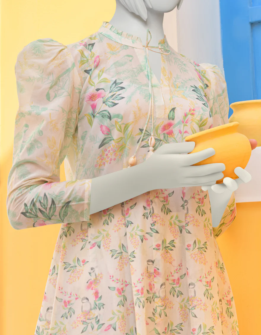 GREEN-WHITE LAWN KURTI | JGK-YGKL-S-US-108-23 FB/CATALIANA - Image 3