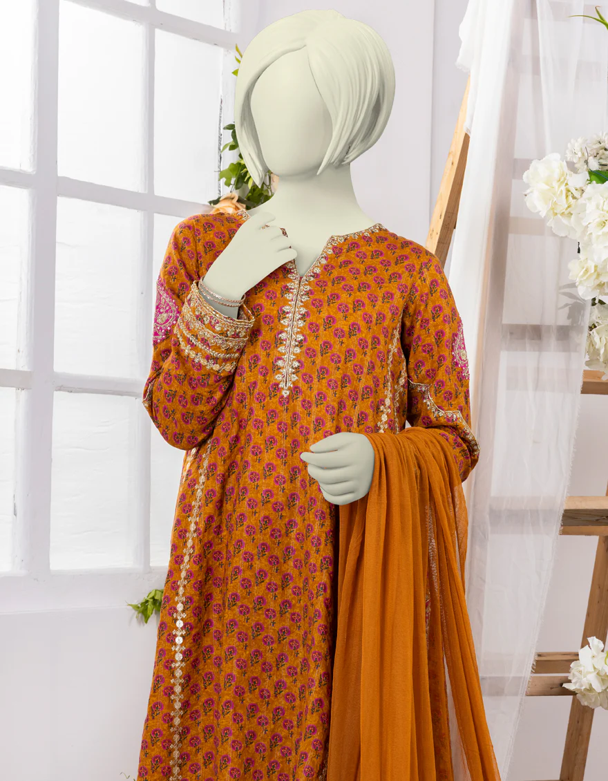 ORANGE LAWN 3PC STITCHED | JGK-YGTL-624-24 FB/RUNG-E-ZARI-01 - Image 2