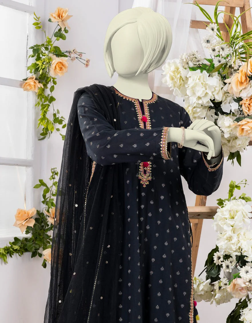 BLACK JACQUARD 3PC STITCHED | JGK-YGTL-627-24 FB/RUNG-E-ZARI-4 - Image 2