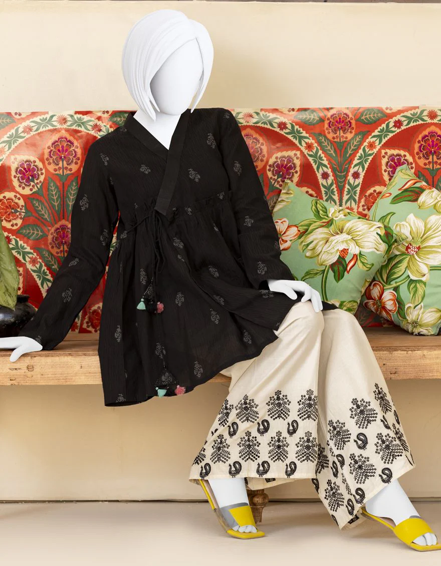 BLACK DOBBY 2PC STITCHED | JGK-YGTL-S-US-413-22 FB/SNOW DROP - Image 3