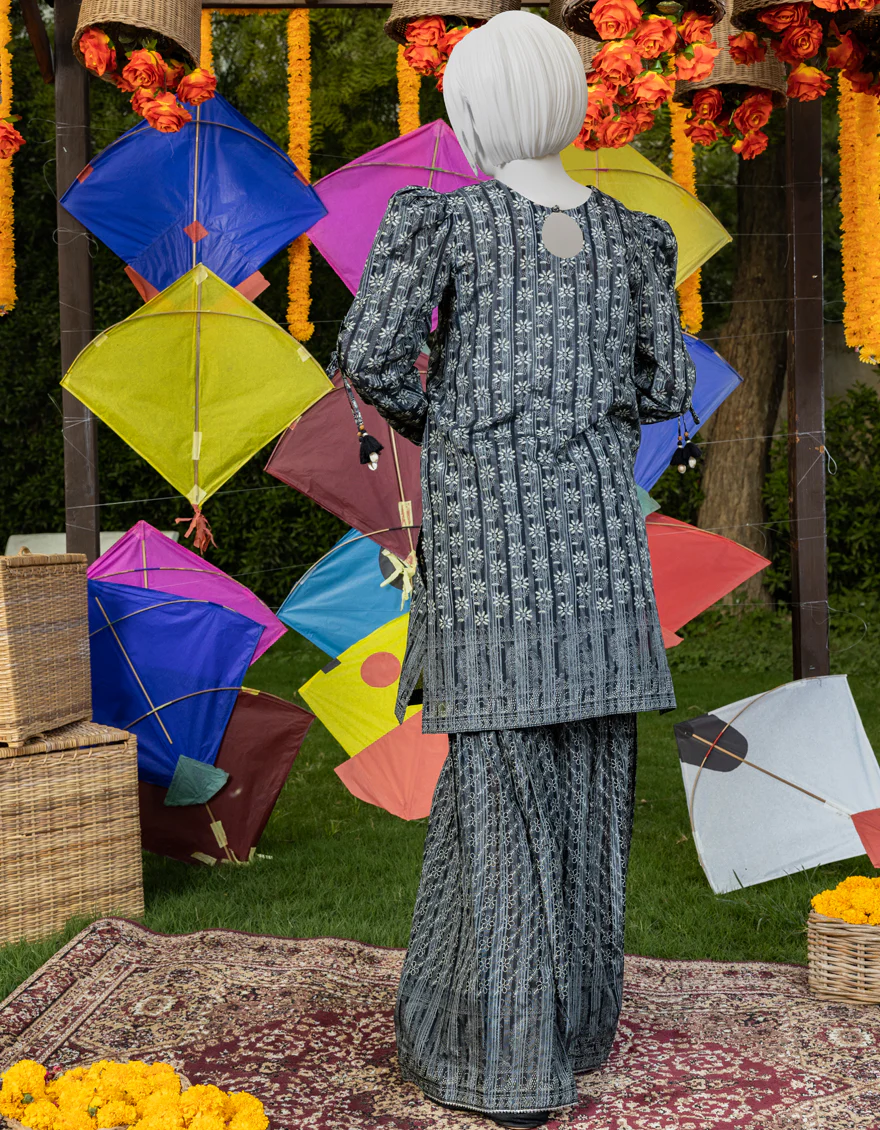 BLACK ZARI 2PC STITCHED | JGK-YGTL-S-US-413-23 FB/KANTHA-716 - Image 2