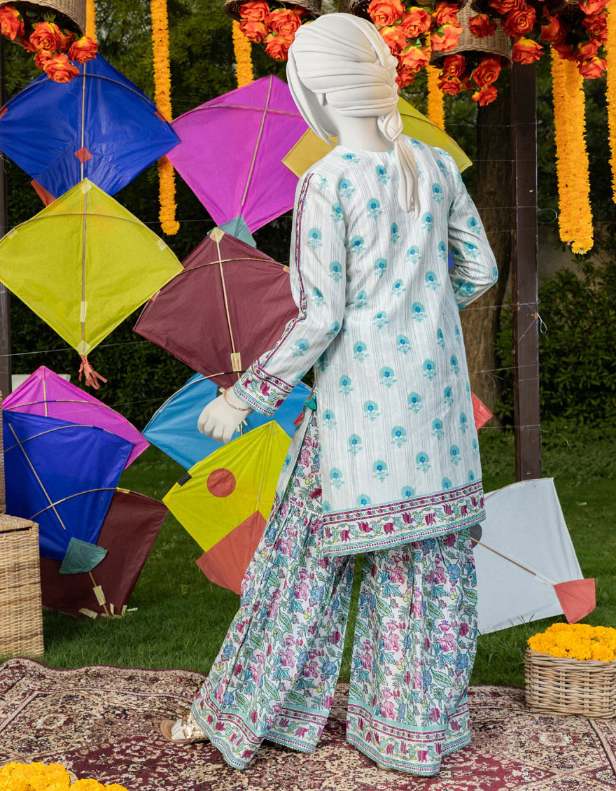 LIGHT GREEN ZARI 2PC STITCHED | JGK-YGTL-S-US-414-23 FB/BLOCKED CHINTZ - Image 2