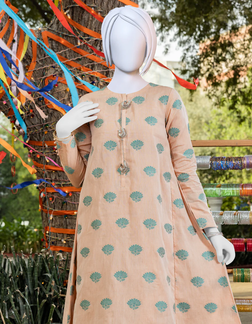 PEACH JACQUARD 2PC STITCHED | JGK-YGTL-S-US-418-23 FB/LOTUS-717 - Image 3