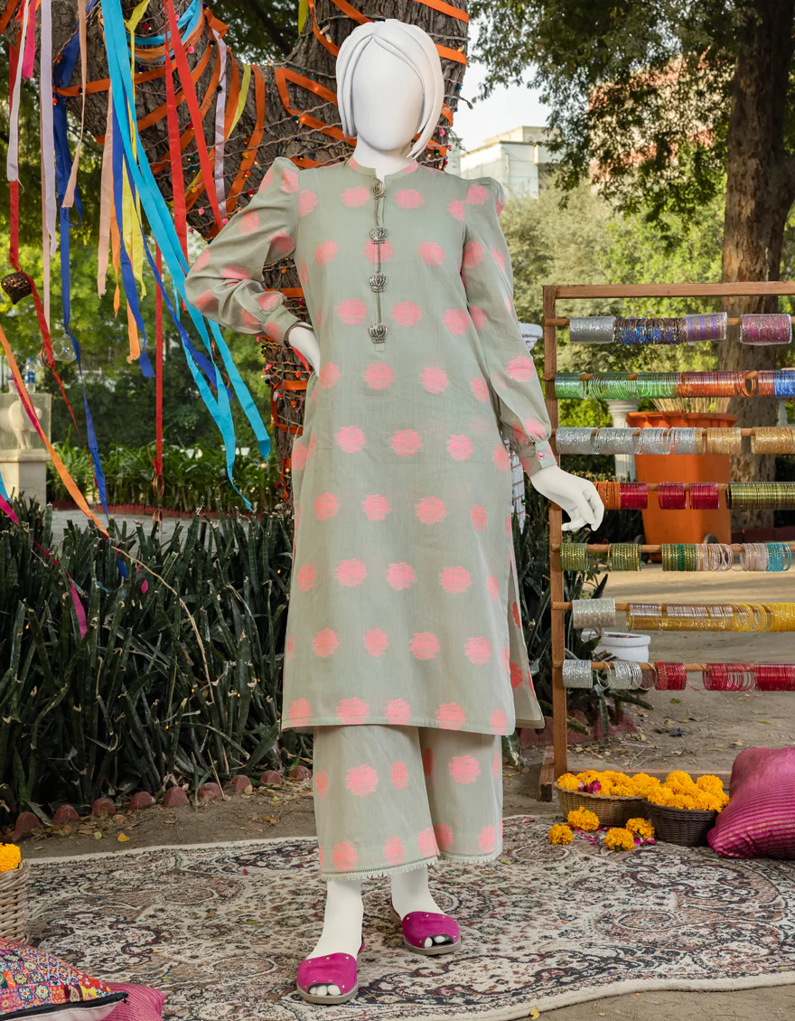 SEA GREEN JACQUARD 2PC STITCHED | JGK-YGTL-S-US-420-23 FB/DEER