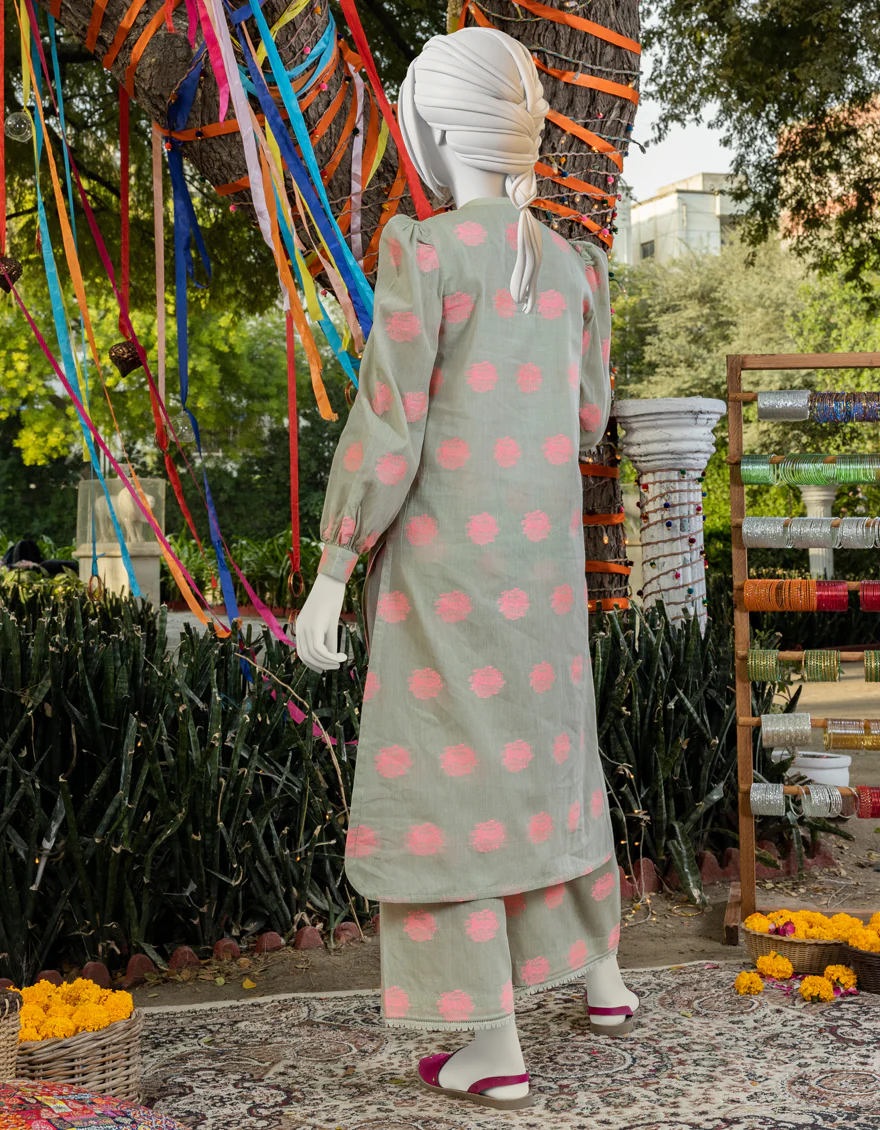 SEA GREEN JACQUARD 2PC STITCHED | JGK-YGTL-S-US-420-23 FB/DEER - Image 2
