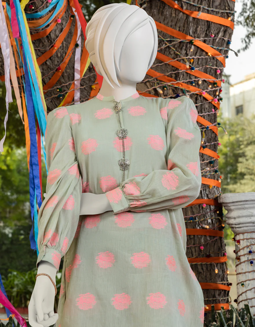SEA GREEN JACQUARD 2PC STITCHED | JGK-YGTL-S-US-420-23 FB/DEER - Image 3