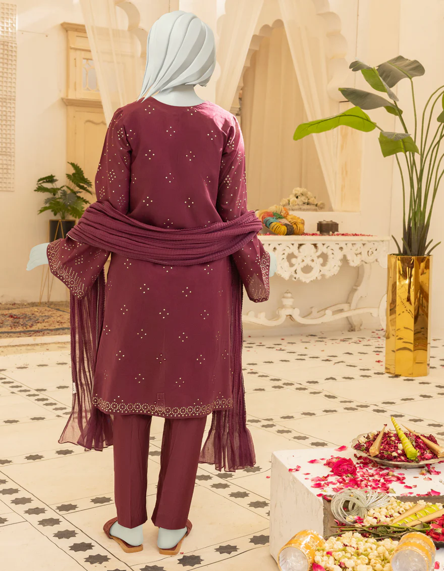 VIOLET VISCOSE 3PC STITCHED | JGK-YGTL-S-US-607-22 FB/KASUTI - Image 2