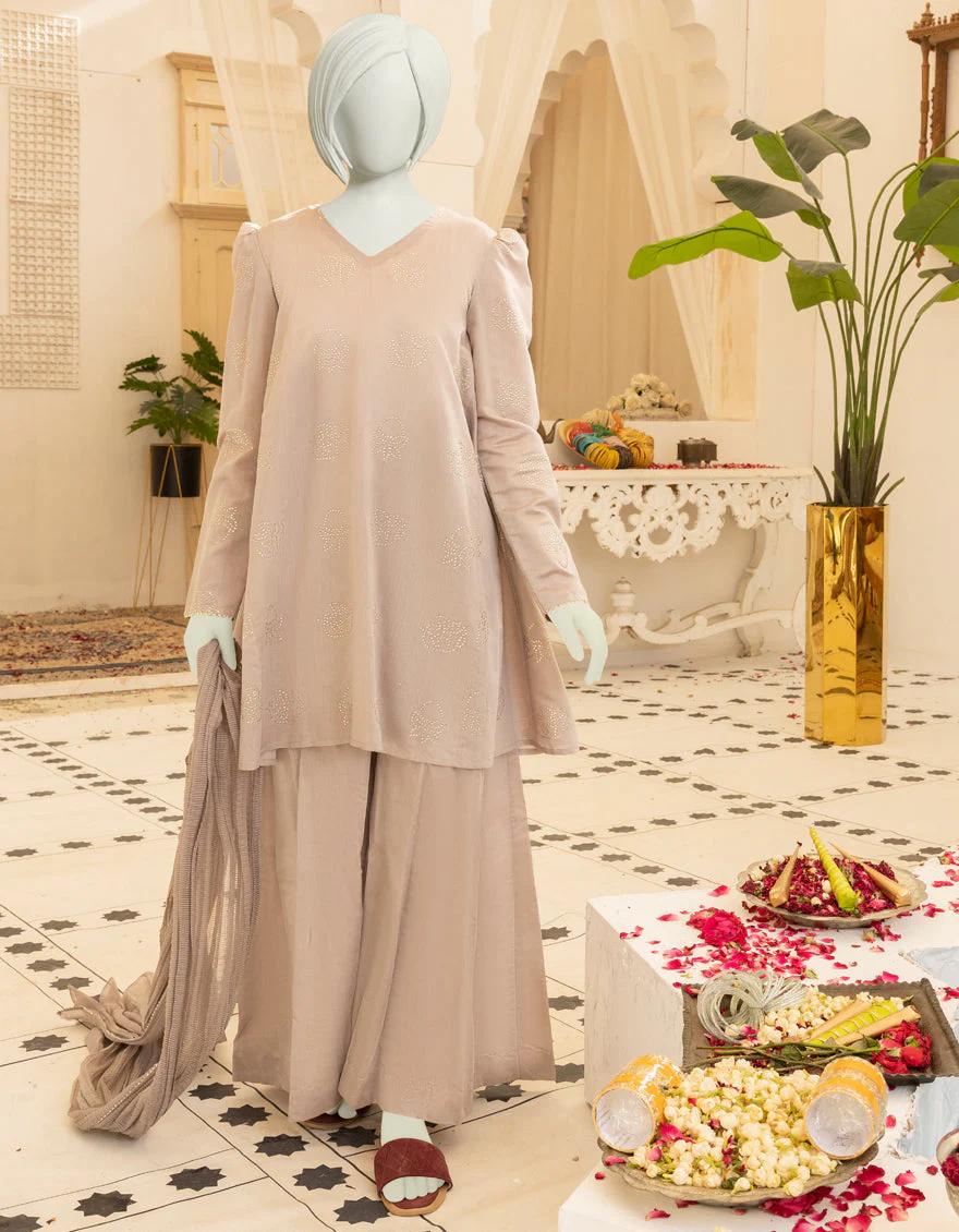 MAUVE VISCOSE 3PC STITCHED | JGK-YGTL-S-US-608-22 FB/NAKSHI FOIL