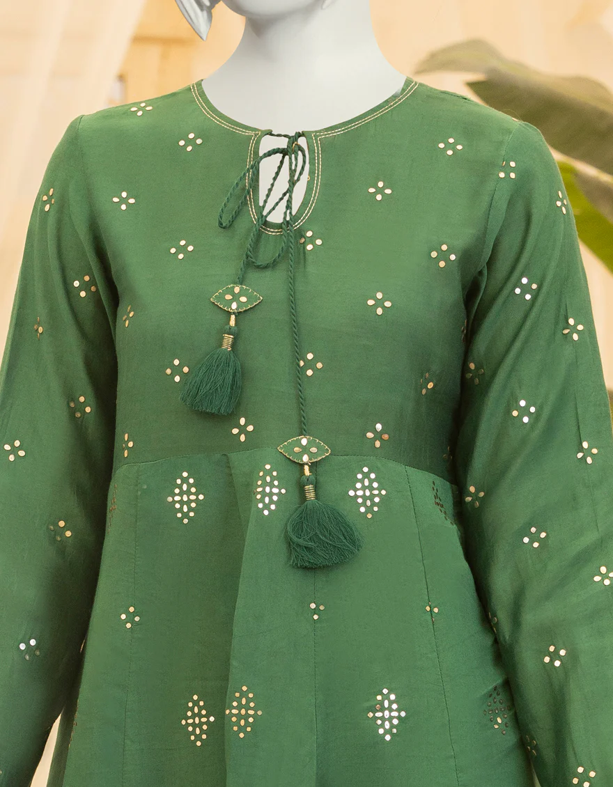 GREEN CHANDERI 3PC STITCHED | JGK-YGTL-S-US-613-22 FB/BAIZEL - Image 2
