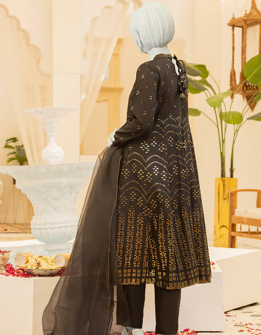 BLACK CHANDERI 3PC STITCHED | JGK-YGTL-S-US-614-22 FB/MEHRAB - Image 2