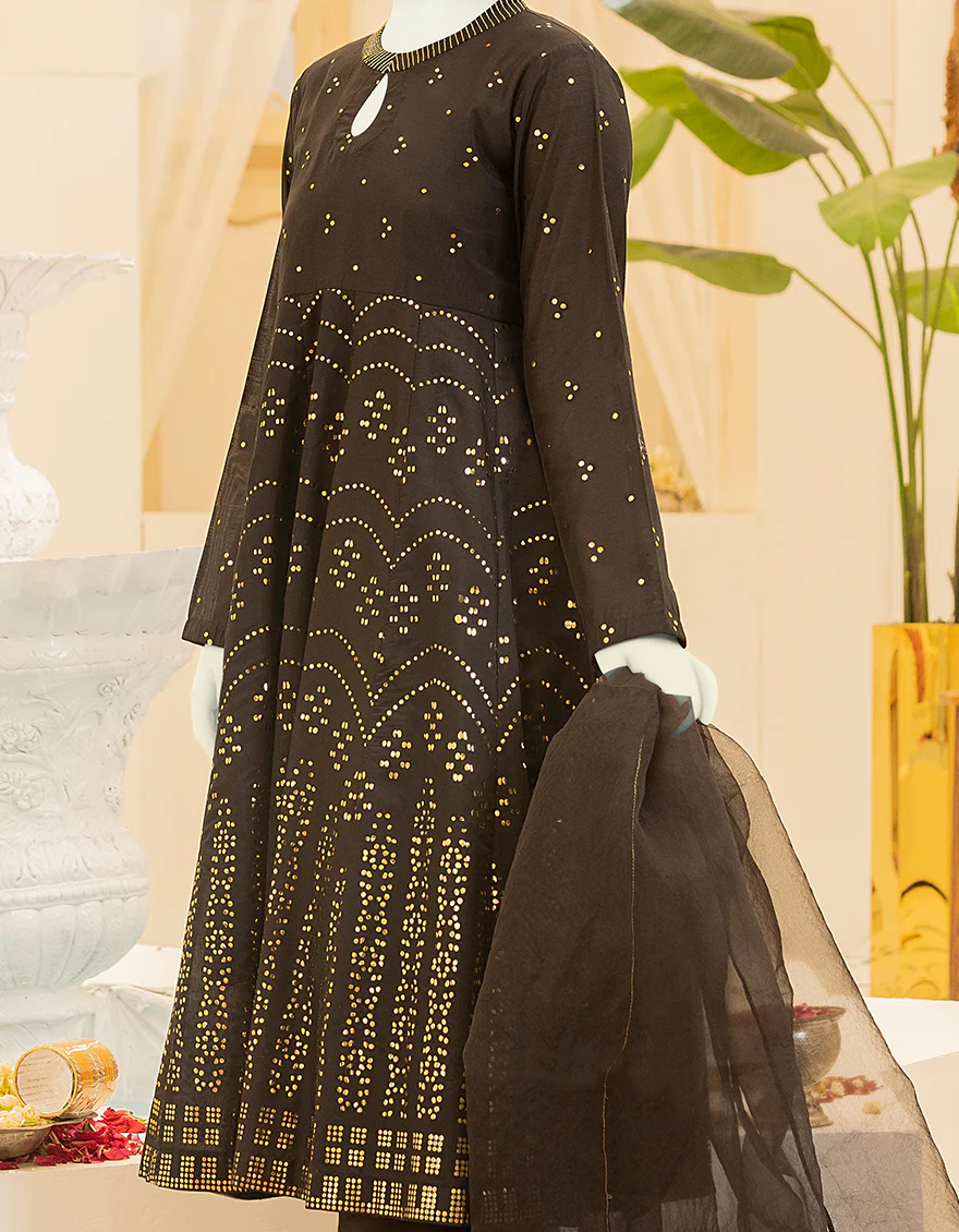 BLACK CHANDERI 3PC STITCHED | JGK-YGTL-S-US-614-22 FB/MEHRAB - Image 3