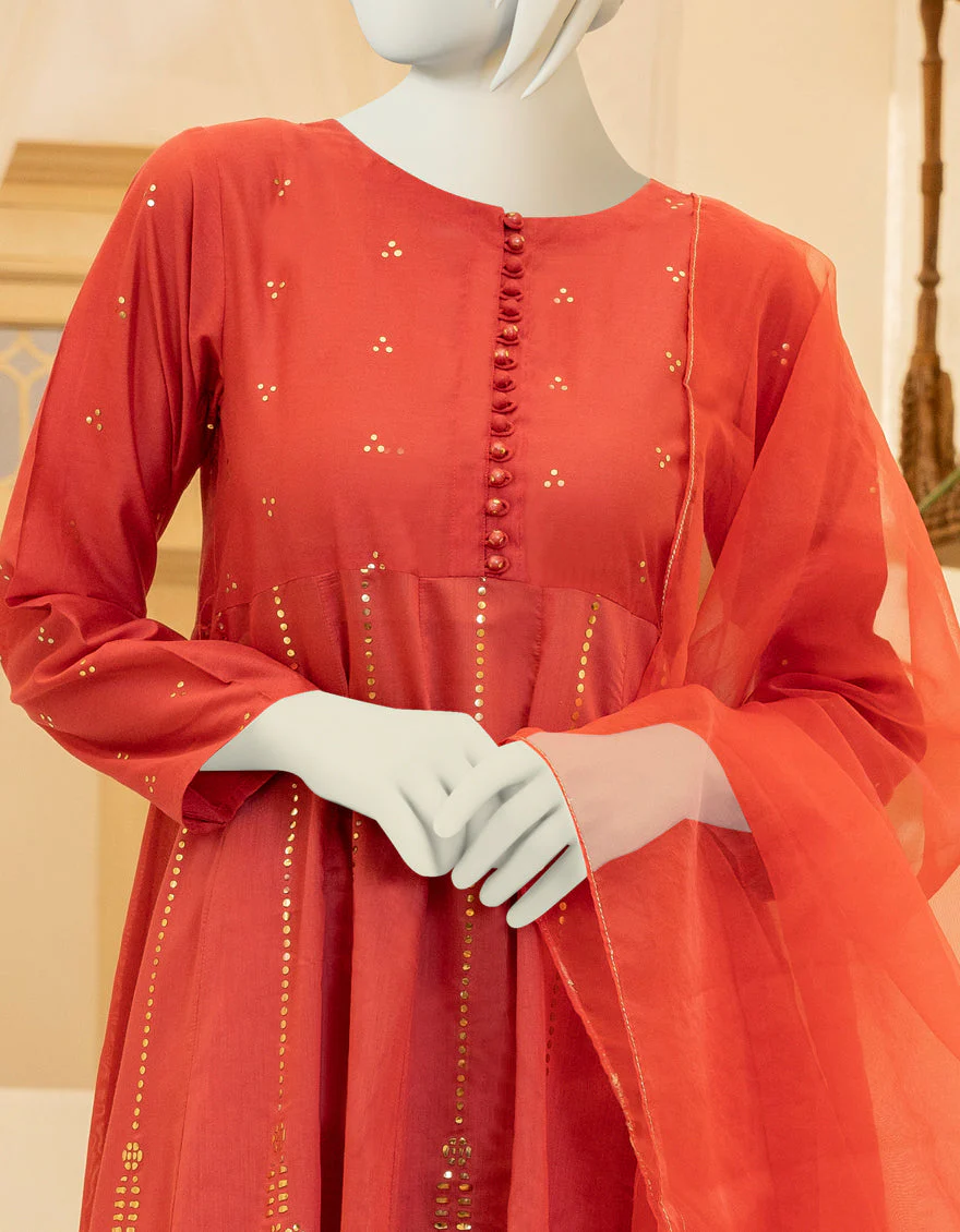 RED CHANDERI 3PC STITCHED | JGK-YGTL-S-US-615-22 FB/LANTERN - Image 3