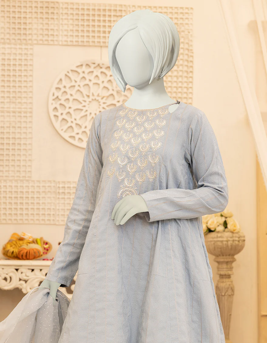 POWDER BLUE JACQUARD 3PC STITCHED | JGK-YGTL-S-US-618-22 FB/ALAIA - Image 3