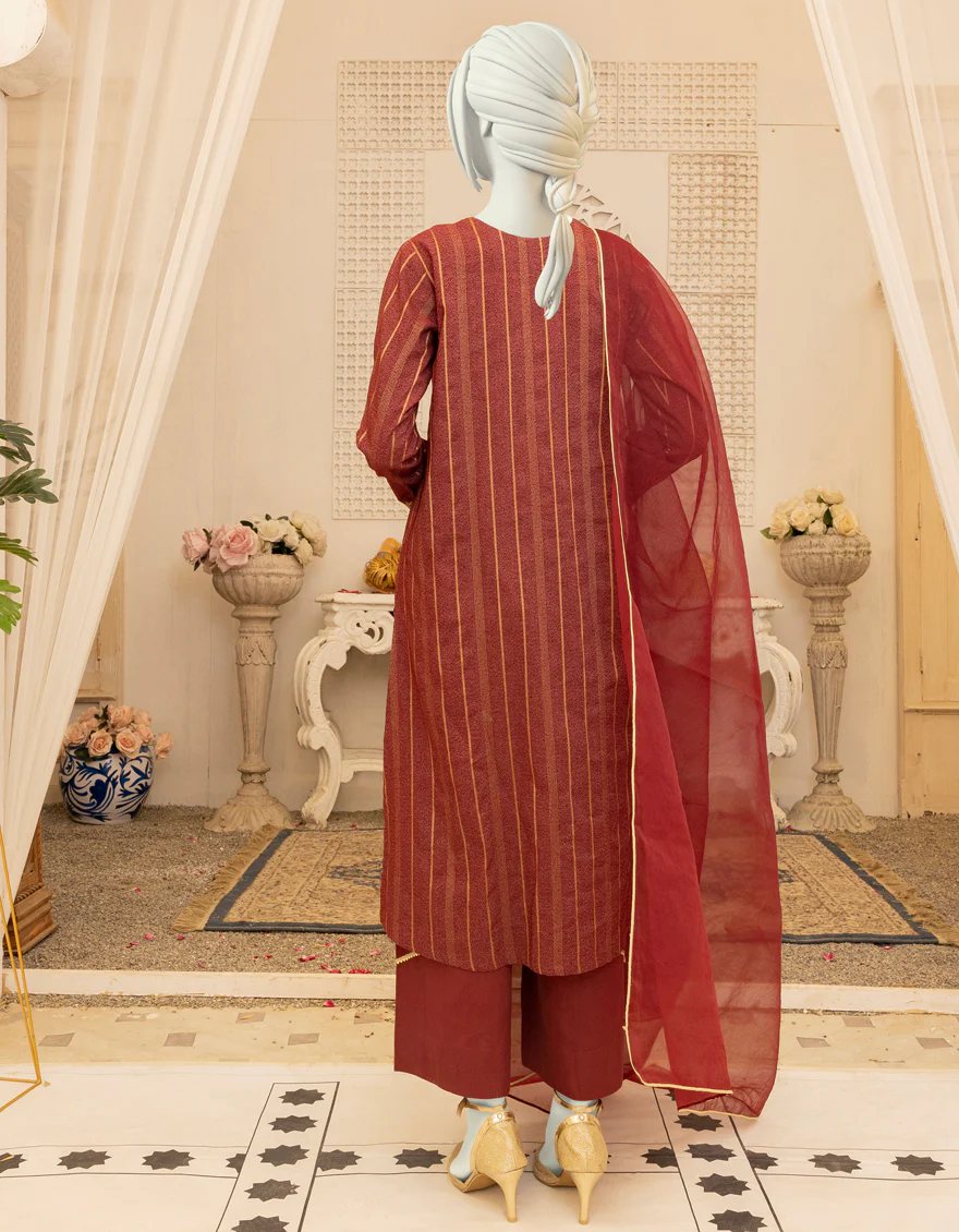 MAROON JACQUARD 3PC STITCHED | JGK-YGTL-S-US-620-22 FB/TAHANI - Image 2