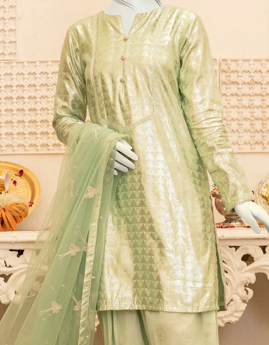 GREEN JACQUARD 3PC STITCHED | JGK-YGTL-S-US-621-22 FB/FAYE - Image 2