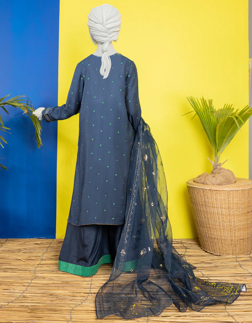 INDIGO TEXTURED 3PC STITCHED | JGK-YGTL-S-US-633-22 FB/JAJOBA - Image 2