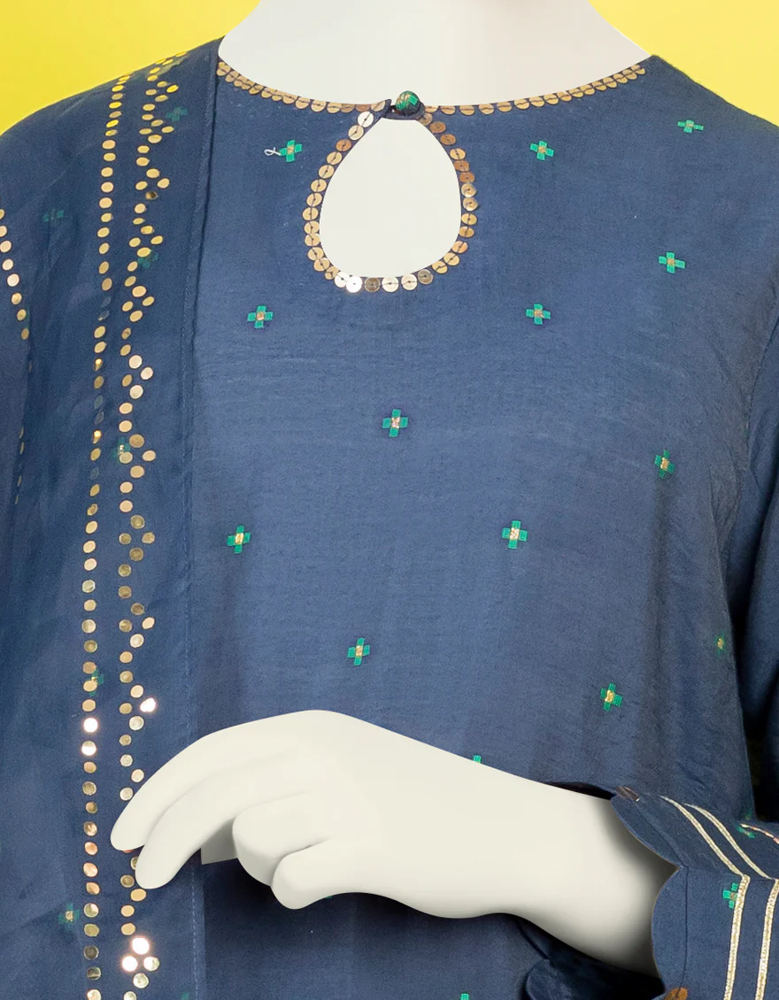 INDIGO TEXTURED 3PC STITCHED | JGK-YGTL-S-US-633-22 FB/JAJOBA - Image 3
